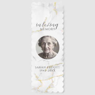 Minimalist Marble Photo Memorial Sign Editable I Bookmarks