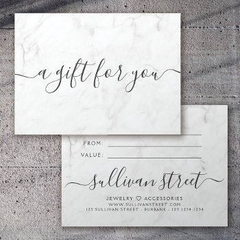 Minimalist Marble Small Business Gift Certificate by Sullivan_Street at Zazzle