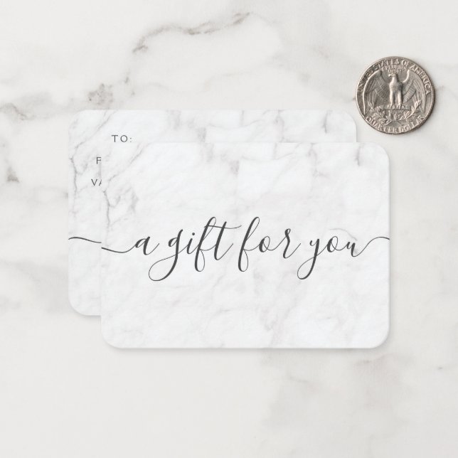 Minimalist Marble Small Business Gift Certificate  Note Card (Front/Back In Situ)