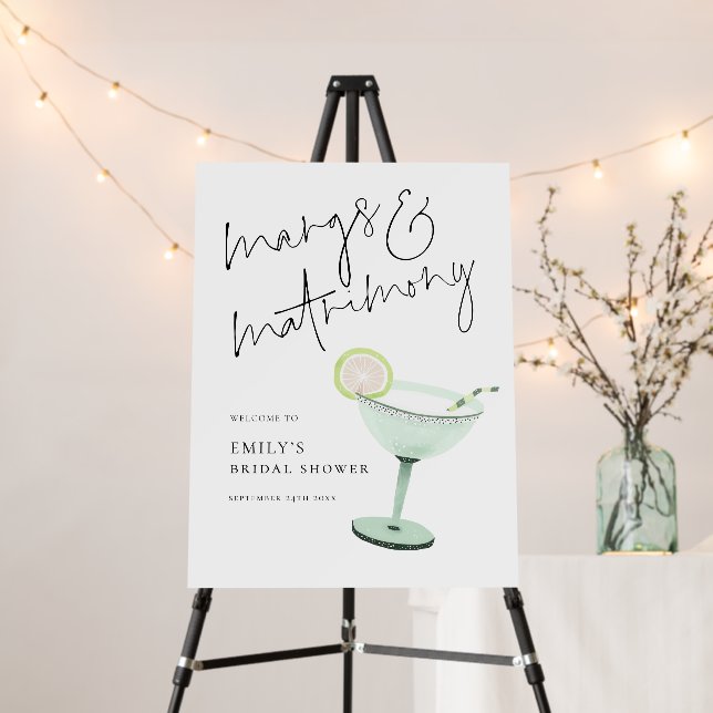 Minimalist Margs Matrimony Cocktail Bridal Shower  Foam Board (In Situ (Stand))