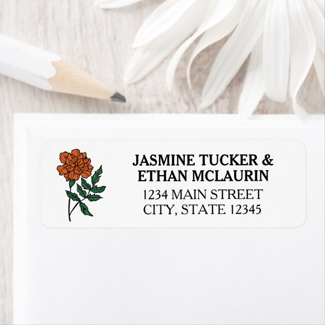 Minimalist Marigold Address Label (Insitu)
