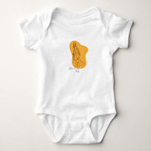 Minimalist marigold line artwork baby bodysuit