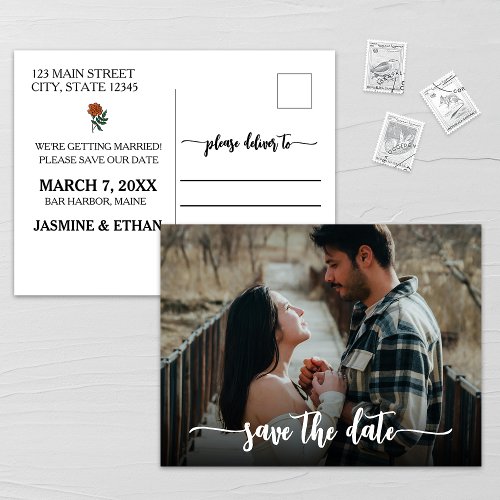 Minimalist Marigold Save The Date Announcement Postcard