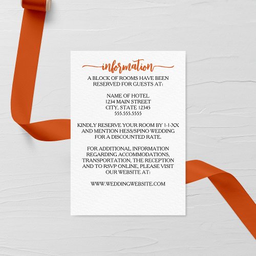 Minimalist Marigold Wedding Enclosure Card