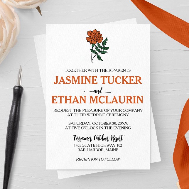 Minimalist Marigold Wedding Invitation (Creator Uploaded)