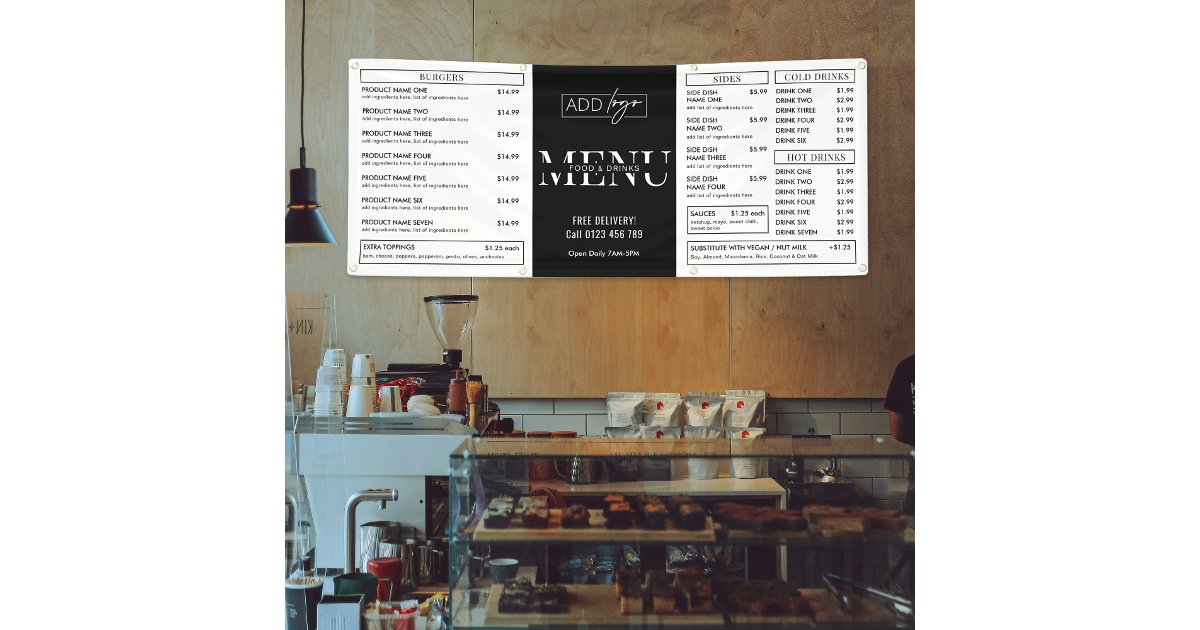 Minimalist Market Pop Up Shop Restaurant Food Menu Banner | Zazzle