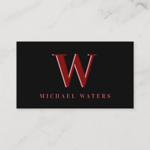 Minimalist Maroon Monogram Logo Embossed Effect Business Card