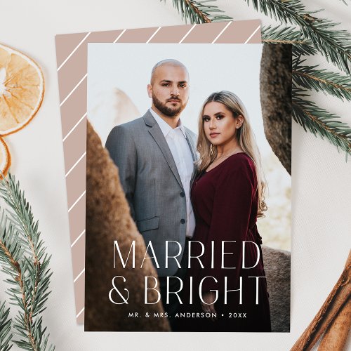 Minimalist Married and Bright Photo Holiday Card