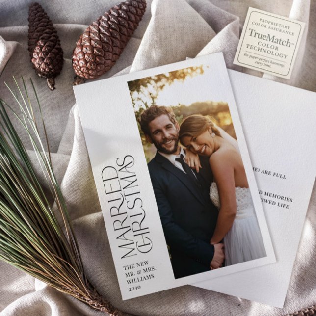 Minimalist Married Christmas Newlywed Photo Holiday Card (Creator Uploaded)
