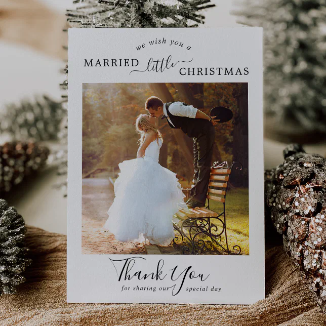 Minimalist Married Little Christmas Thank You Holiday Card | Zazzle