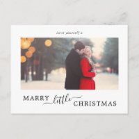 Minimalist Marry Little Christmas Save the Date Holiday Postcard