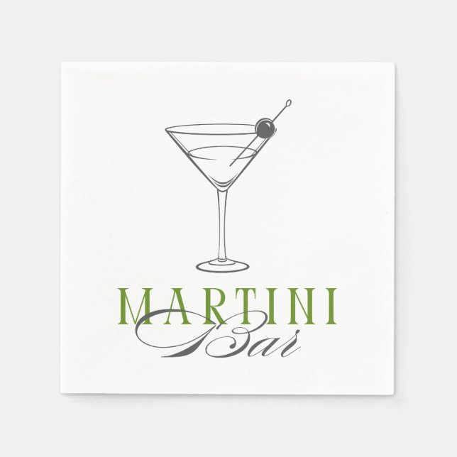 Minimalist Martini Bar Cocktail Napkin (Front)