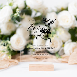 Minimalist Martini Chic Black and White Birthday Acrylic Invitations
