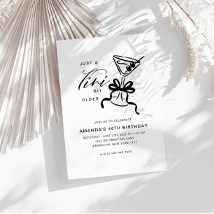 Minimalist Martini Chic Black and White Birthday Invitation