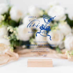 Minimalist Martini Chic Blue Birthday Arch Acrylic Invitations