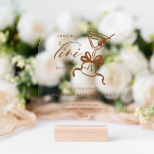 Minimalist Martini Chic Brown Birthday Arch Acrylic Invitations