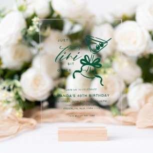 Minimalist Martini Chic Green Birthday Acrylic Invitations