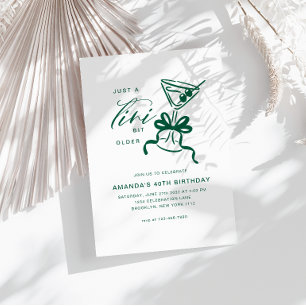 Minimalist Martini Chic Green Birthday Invitation