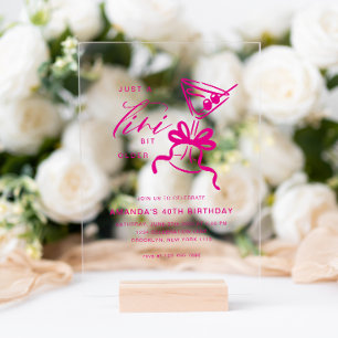 Minimalist Martini Chic Magenta Birthday Acrylic Invitations