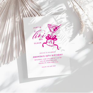 Minimalist Martini Chic Magenta Birthday Invitation