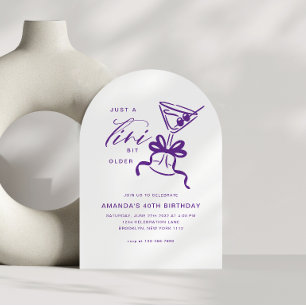 Minimalist Martini Chic Violet Birthday Arch Invitation