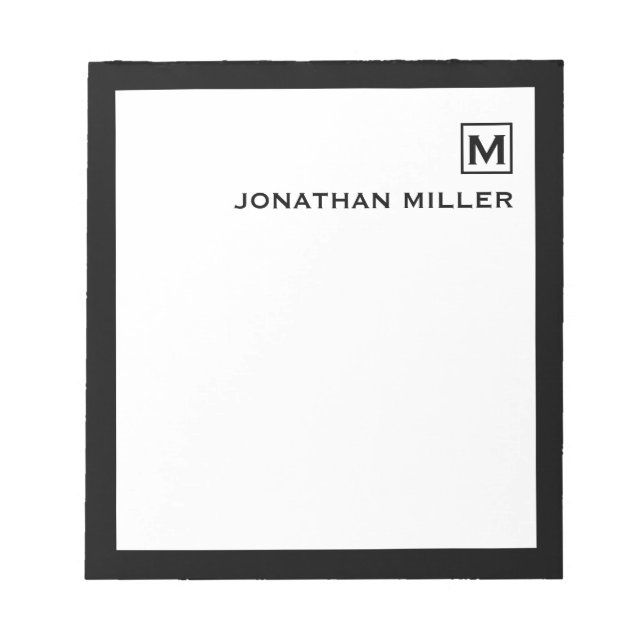Minimalist Masculine Initial and Name Notepad (Front)