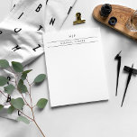 Minimalist Masculine | Initials and Name Notepad<br><div class="desc">This elegant,  simple note pad features classic black lines and text with your initials.</div>