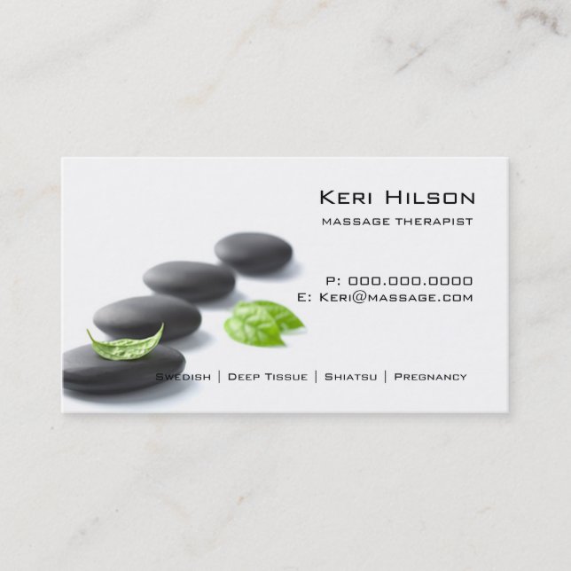 Minimalist Massage Therapist Business Card (Front)