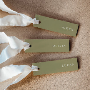Minimalist Matcha Wedding Name Place Cards