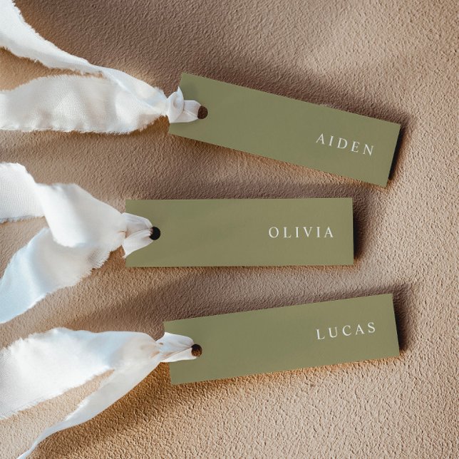 Minimalist Matcha Wedding Name Place Cards (Creator Uploaded)
