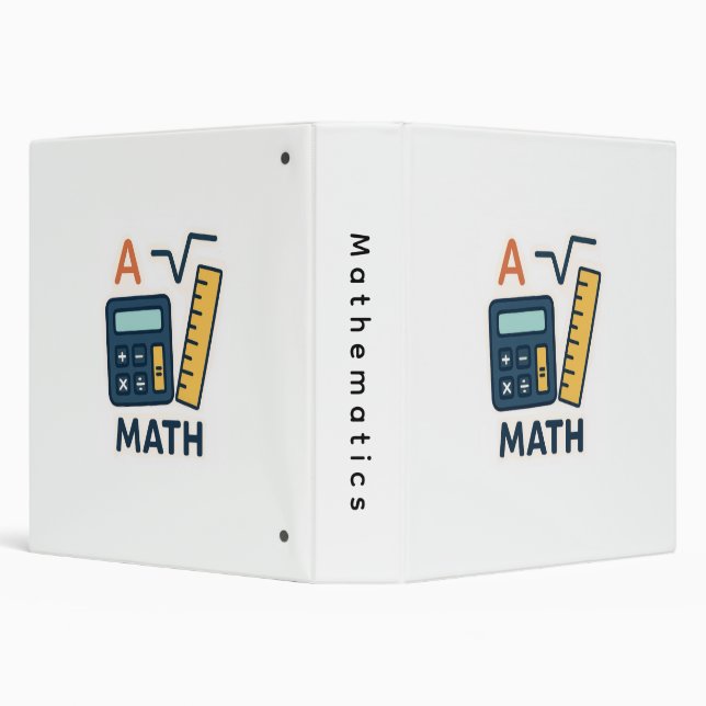 Minimalist Math Subject – Calculator, Ruler 3 Ring Binder (Background)