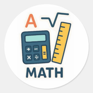 Minimalist Math Subject Sticker – Calculator, Rule
