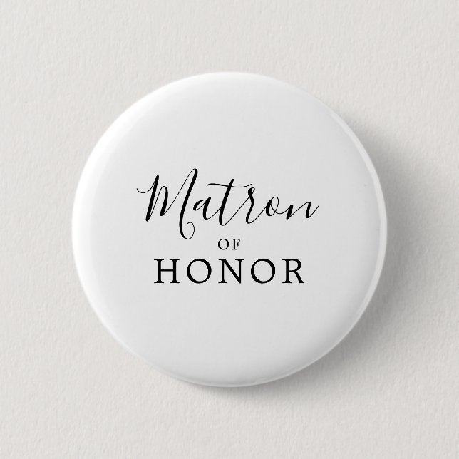 Minimalist Matron of Honor Bridal Shower Button (Front)
