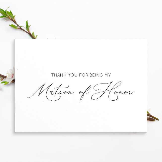Minimalist Matron of Honor Folded Thank You Card (Creator Uploaded)