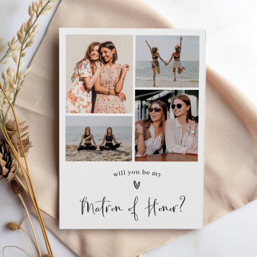 Minimalist Matron of Honor Proposal Photo Collage  Invitation