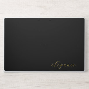 Minimalist Matte Black Gold Elegance Script Laptop HP Laptop Skin