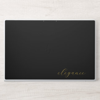 Minimalist Matte Black Gold Elegance Script Laptop HP Laptop Skin