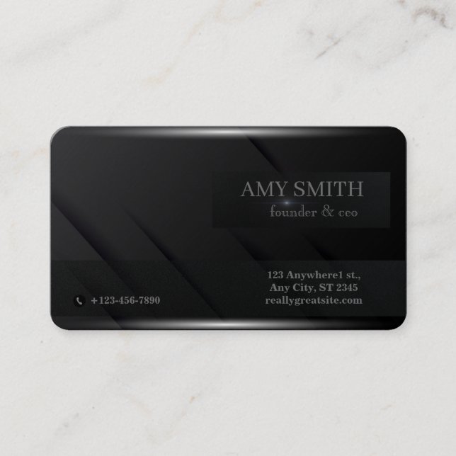 Minimalist matte black, smoothness and restraint business card (Front)