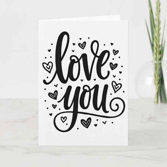 Minimalist Matte Love You Heart Card (Front)