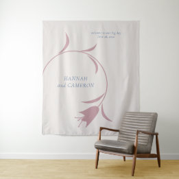 Minimalist Mauve & Ivory Floral Wedding Sign Tapestry