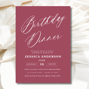 Minimalist Mauve Pink Modern Birthday Dinner Invitation