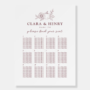 Minimalist Mauve Pumpkin Sunflower Seating Chart Foam Board