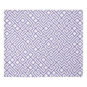 Minimalist Maze Lines Purple Pattern King Duvet Cover