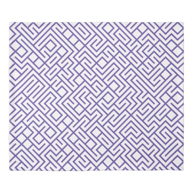 Minimalist Maze Lines Purple Pattern King Duvet Cover (Front)