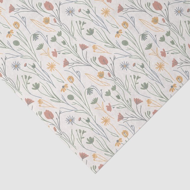 Minimalist Meadowcore Abstract Wildflowers Tissue Paper (Detail)