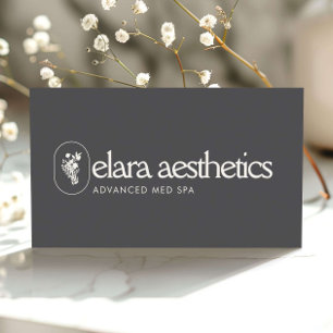 Minimalist Med Spa Logo Luxury Skincare Charcoal Business Card