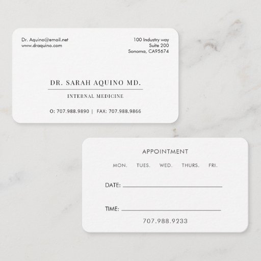 Customizable Minimalist Medical Appointment Business Card