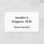 [ Thumbnail: Minimalist Medical Specialist Business Card ]