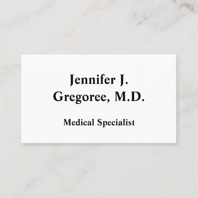 Minimalist Medical Specialist Business Card (Front)