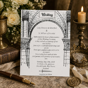 Minimalist Medieval Castle Archway Wedding Invitation